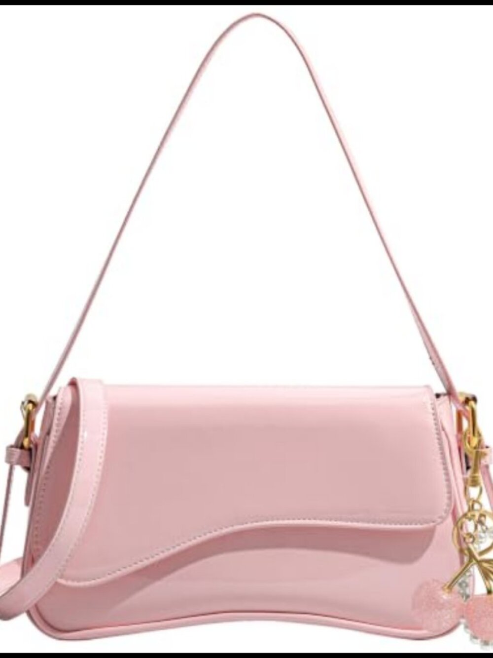 AOIR Hobo Bag with Cherry Charm PU Leather Crossbody Purse